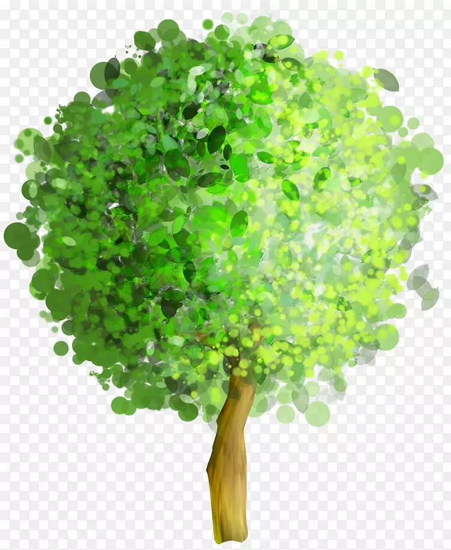 树木剪贴画-绿色艺术树PNG剪贴画