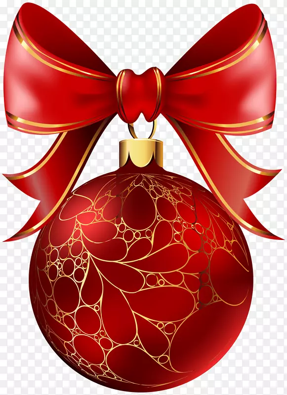 圣诞日圣诞装饰品圣诞装饰剪贴画-圣诞球红色透明PNG图片