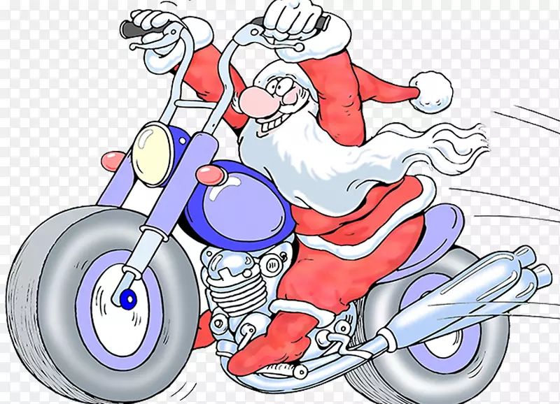 圣诞老人摩托车拉力赛摄影插图-圣诞老人电动摩托车插图