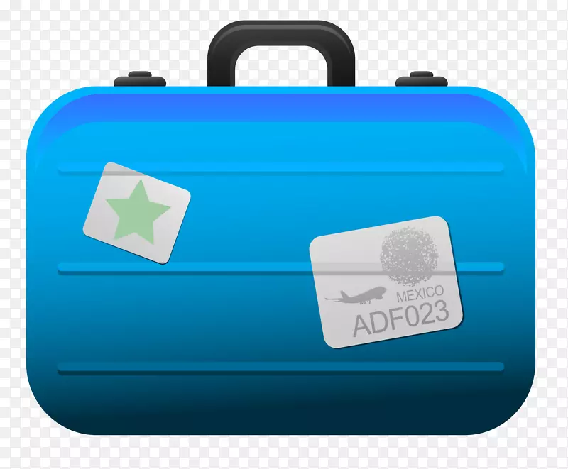 手提箱行李图标夹艺术-透明蓝色行李箱PNG剪贴画