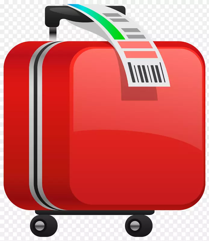 手提箱行李夹艺术-托运红色行李箱Png剪贴画