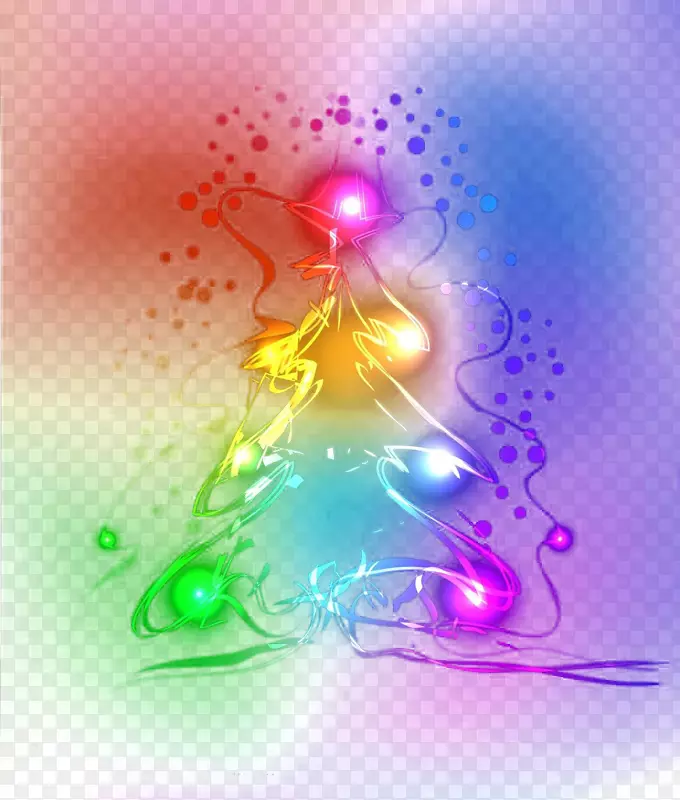 圣诞树灯光插图.颜色抽象的圣诞树