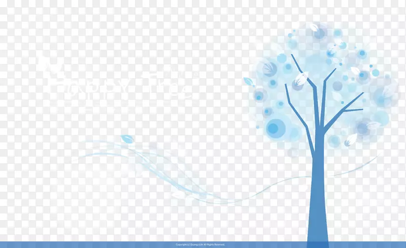 蓝色插图-蓝色树插图