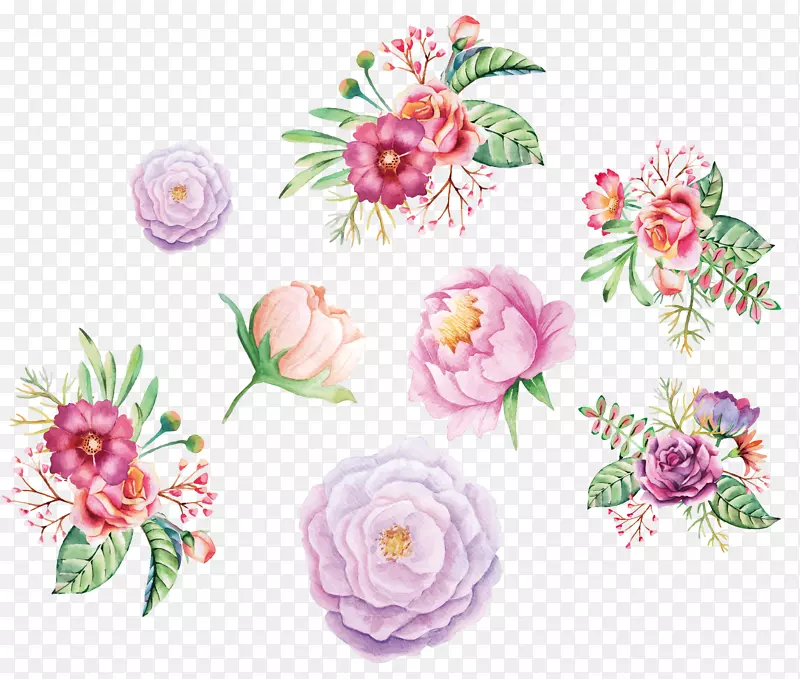 水彩画花卉设计水彩手绘花卉装饰