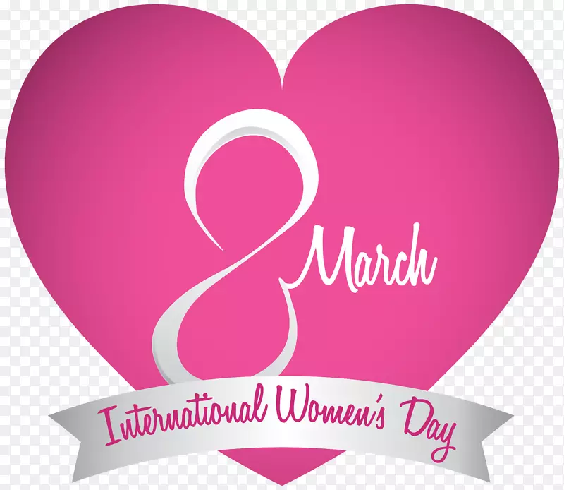 国际妇女节女性剪贴画-3月8日国际妇女节粉红心PNG剪贴画