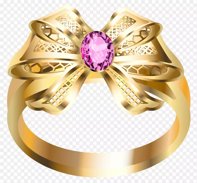 耳环，珠宝，钻石，金环，镶有粉红色钻石和蝴蝶结的金环