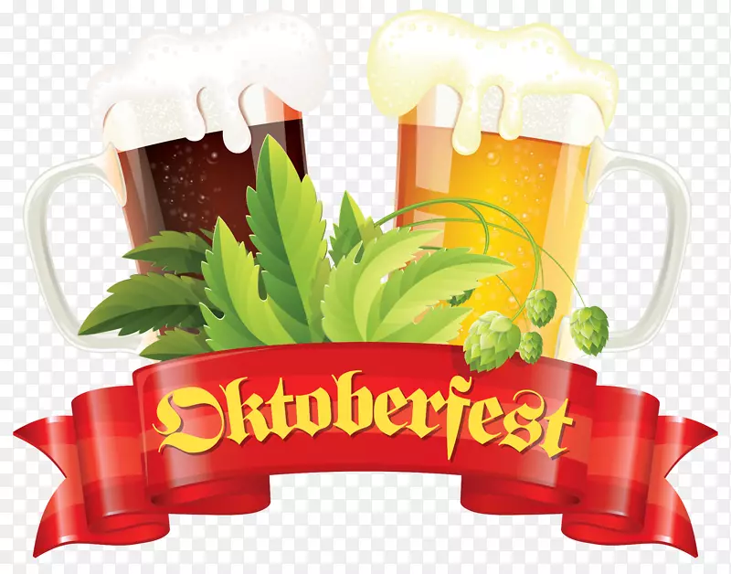 啤酒杯玻璃器皿啤酒节m rzen剪贴画-啤酒节红旗啤酒和麦芽PNG剪贴画