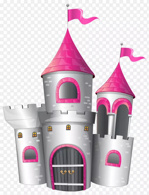 城堡剪贴画-白色和粉红色城堡PNG剪贴画图片