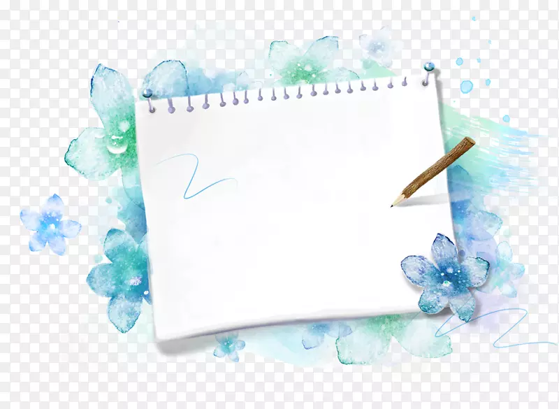 纸质笔记本下载插图-蓝色花朵信封