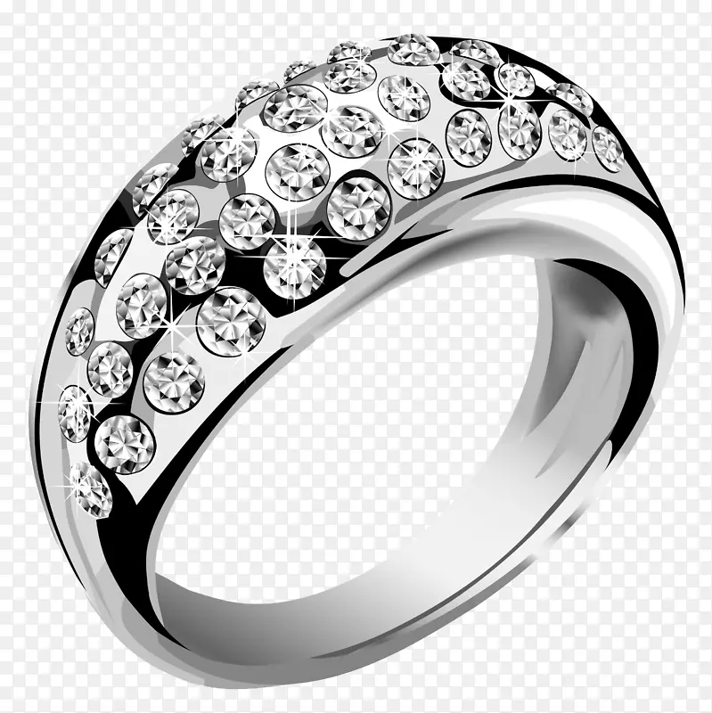 珠宝首饰-银剪贴画-白钻石银戒指