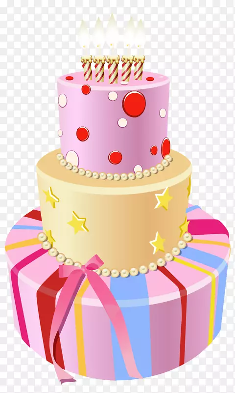 生日蛋糕剪贴画-粉红色生日蛋糕PNG剪贴画