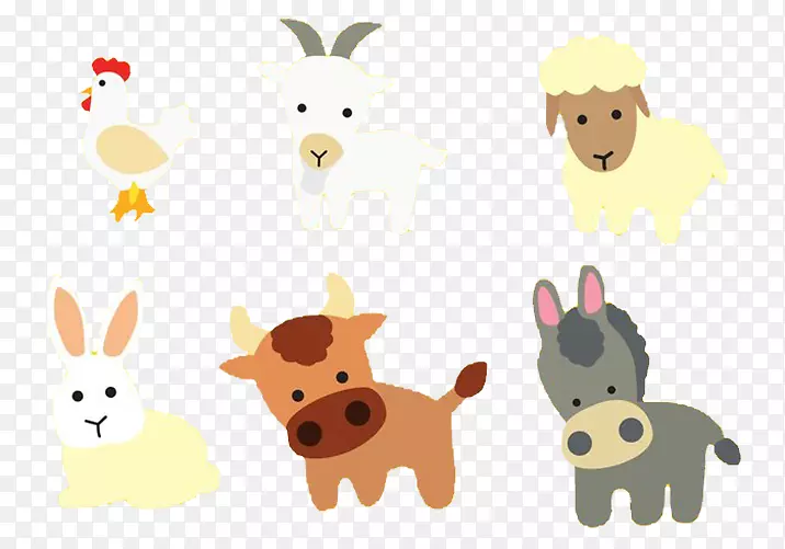 卡通包剪贴画-绵羊动物兔
