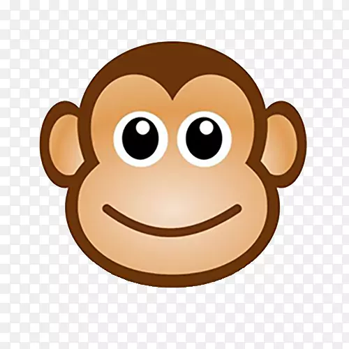 猴子卡通画黑猩猩剪贴画-大脸猴