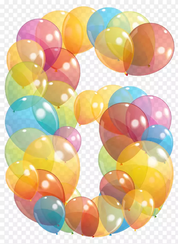 气球号码剪贴画-透明的六个气球数目PNG剪贴画图片