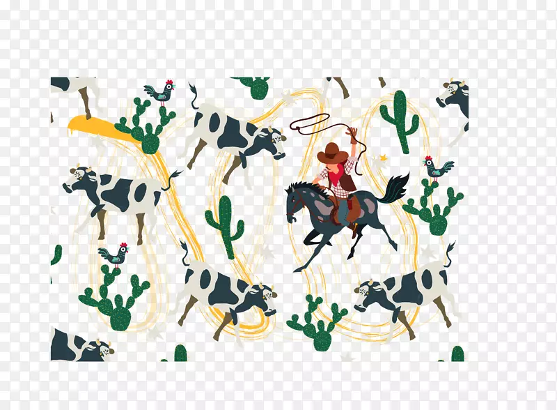 牛纺织插图.牧民和奶牛