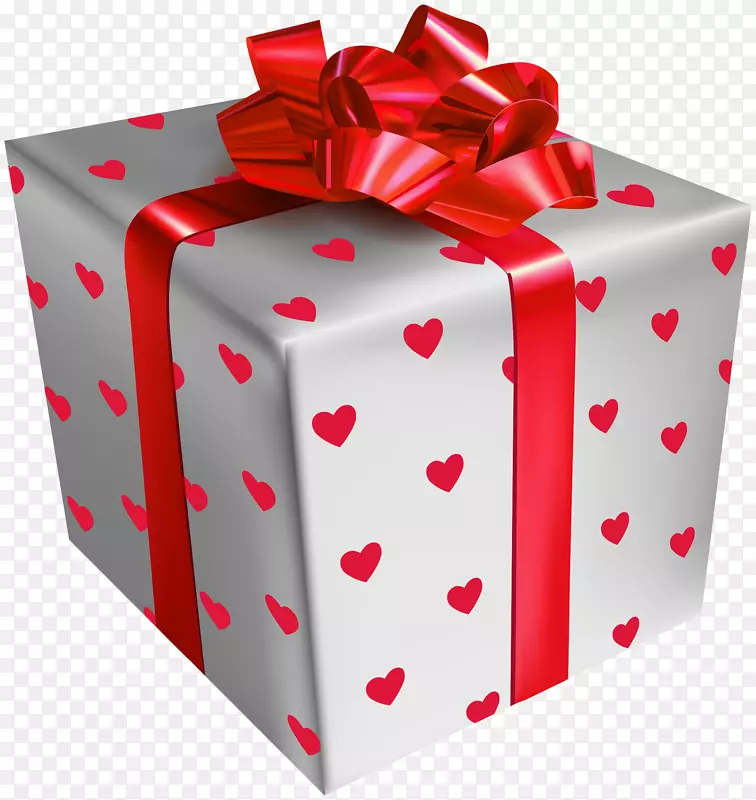礼品卡优惠券产品还圣诞礼品-带心透明剪贴画图案的礼品盒