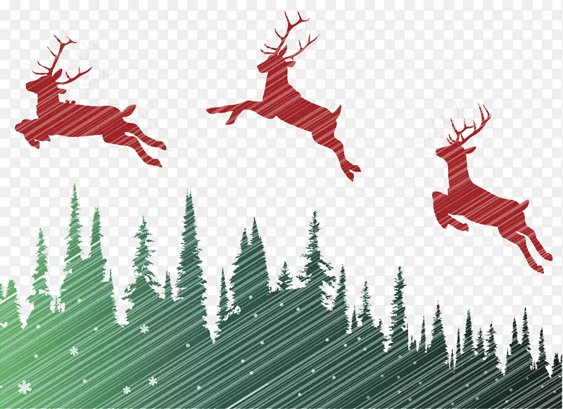 驯鹿文字图形设计圣诞装饰品插图-圣诞森林麋鹿