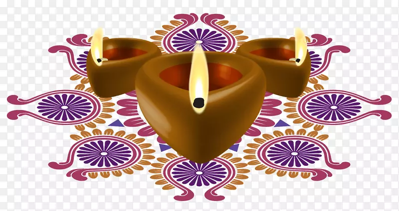 Diwali diya剪贴画-快乐排灯节装饰蜡烛PNG剪贴画