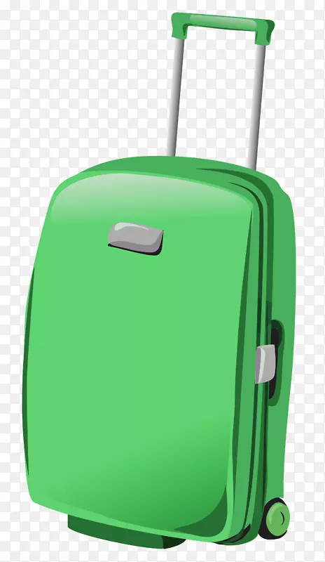 手提箱行李旅行夹艺术-绿色行李箱