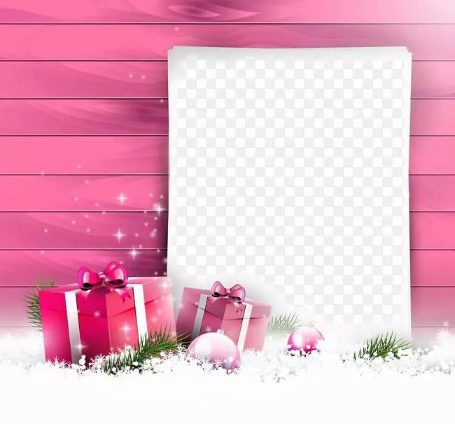 圣诞贺卡礼品贺卡粉红色-圣诞边框