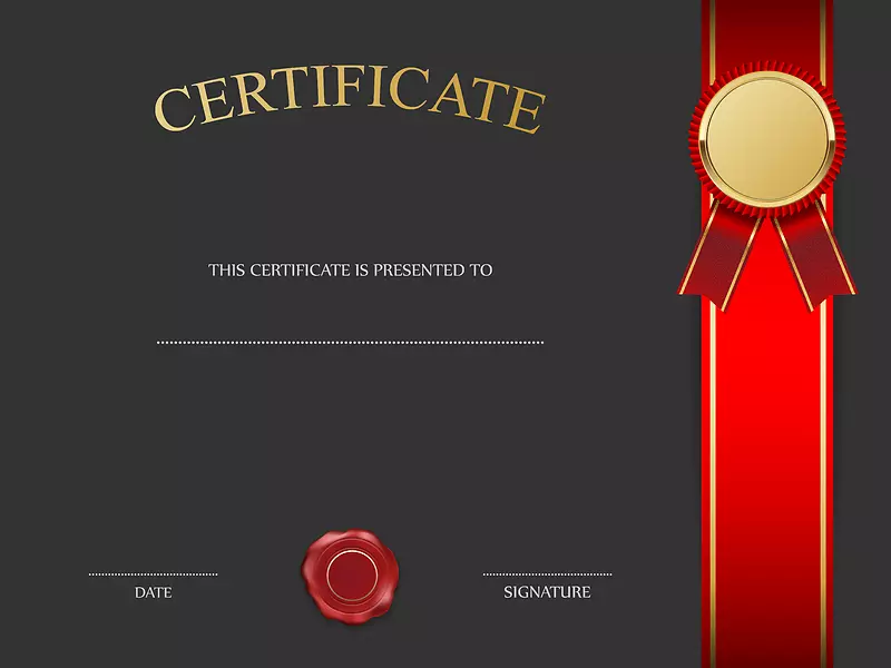 巴布亚新几内亚公钥证书学术证书传输层安全.带红色png图像的黑色证书模板