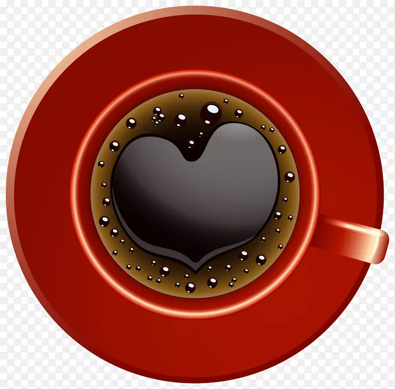咖啡茶拿铁卡布奇诺浓咖啡-红色咖啡杯配心PNG剪辑-艺术形象
