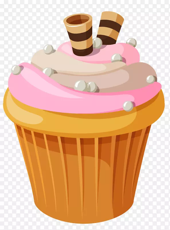 蛋糕生日蛋糕巧克力蛋糕奶油-迷你蛋糕配粉红色奶油PNG剪贴画