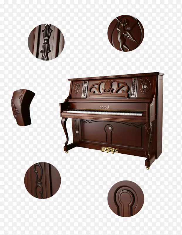 大钢琴、音乐键盘、乐器.卡洛德.哈罗德新的高端立式钢琴细部视图