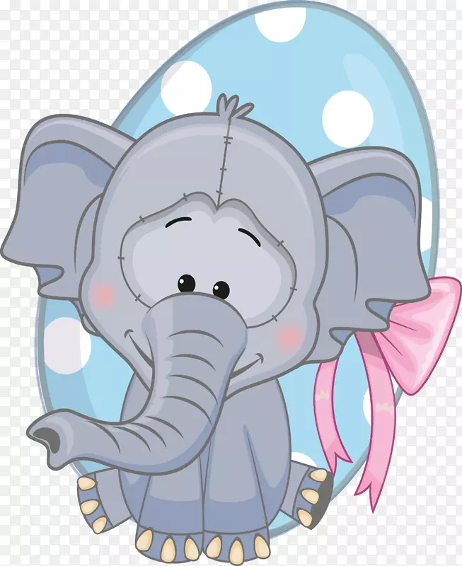 卡通大象剪贴画-卡通微笑动物