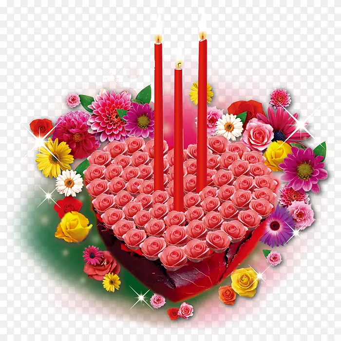烛光教师节生日-感恩节蜡烛心形玫瑰