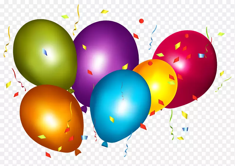 热气球纸屑派对亚马逊网站如何透明彩色气球与纸屑剪贴画的形象