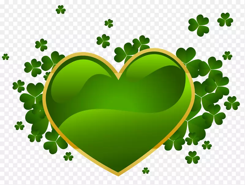 圣帕特里克节爱尔兰圣。帕特里克日三叶草剪贴画-圣帕特里克日心与三叶草攀缘