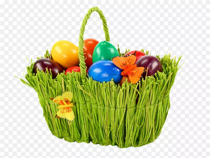 复活节篮子中的复活节兔子蛋-复活节绿色篮子