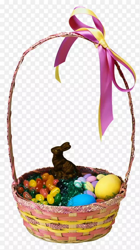 复活节兔子复活节篮子-透明复活节篮和兔子PNG剪贴画