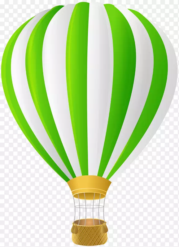 热气球剪贴画-绿色热气球透明PNG剪贴画