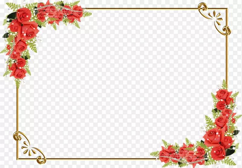 花卉剪贴画-红玫瑰边框