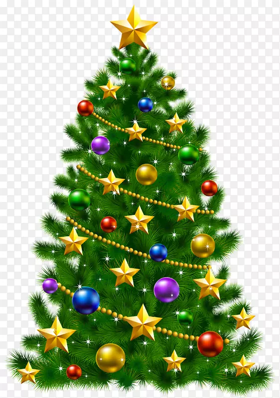 圣诞树圣诞节圣诞老人剪贴画-星星透明圣诞树