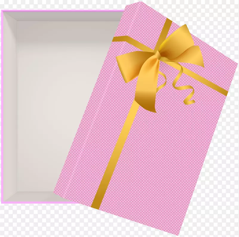 礼品回形针艺术-打开礼品盒粉红色PNG剪贴画图片