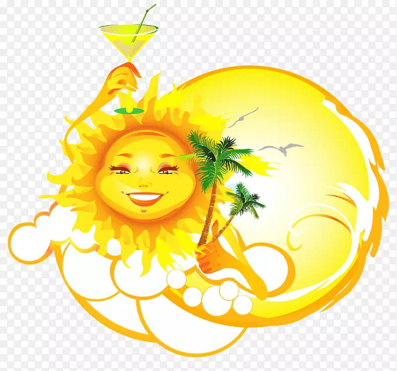免版税卡通剪贴画-夏季度假太阳光剪贴画