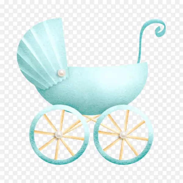 天使婴儿运输剪辑艺术-蓝色婴儿车