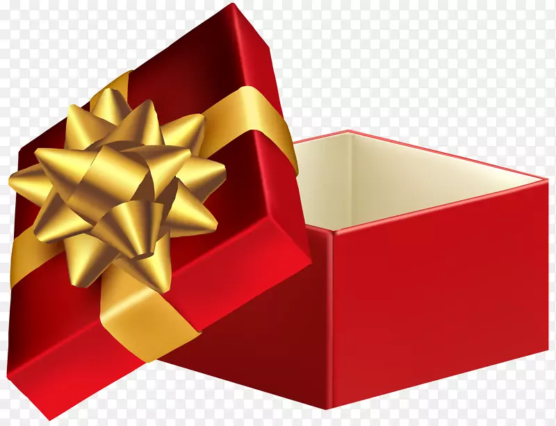 礼品盒圣诞日剪贴画-红色打开礼品盒PNG剪贴画图片