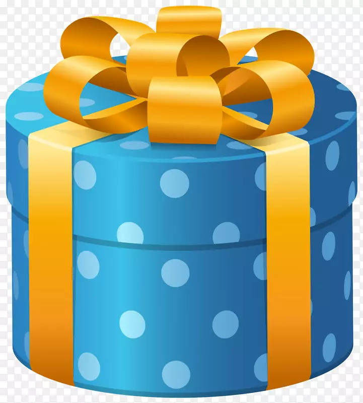 礼品盒剪贴画-椭圆形蓝色点缀礼品盒Png剪贴画图像