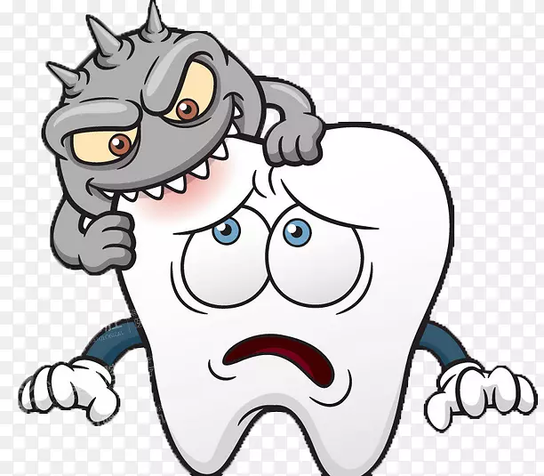 龋齿-人类牙齿卡通-创造性卡通蛀牙