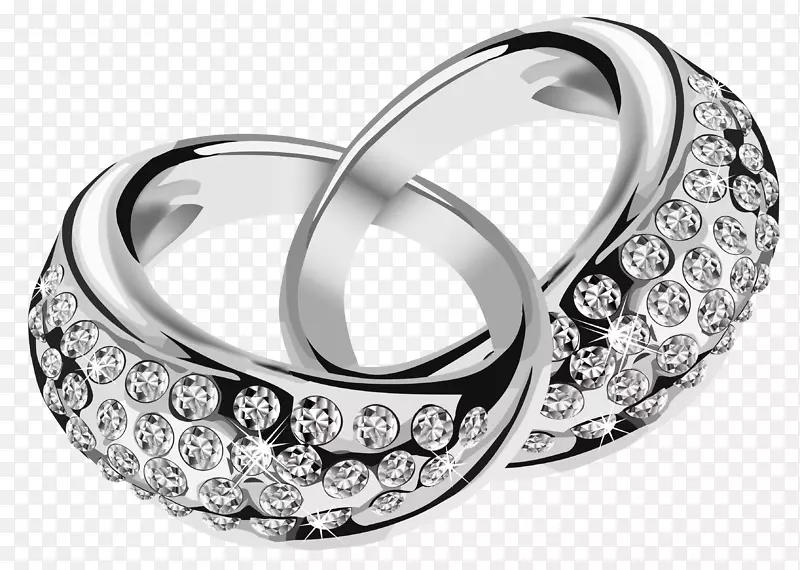 婚戒订婚戒指剪贴画-银PNG