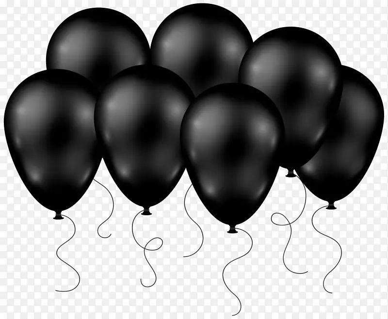 气球剪贴画-黑色气球透明PNG剪贴画图像