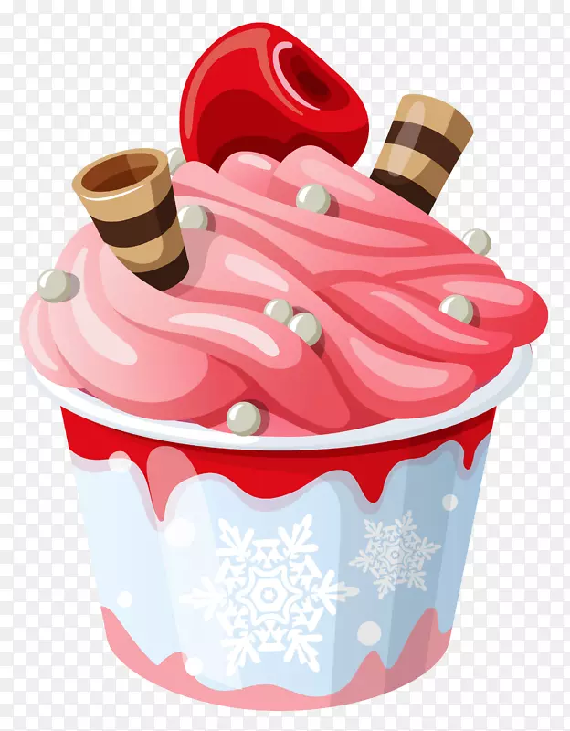 冰淇淋蛋卷圣代冷冻酸奶-冰淇淋杯PNG剪贴画