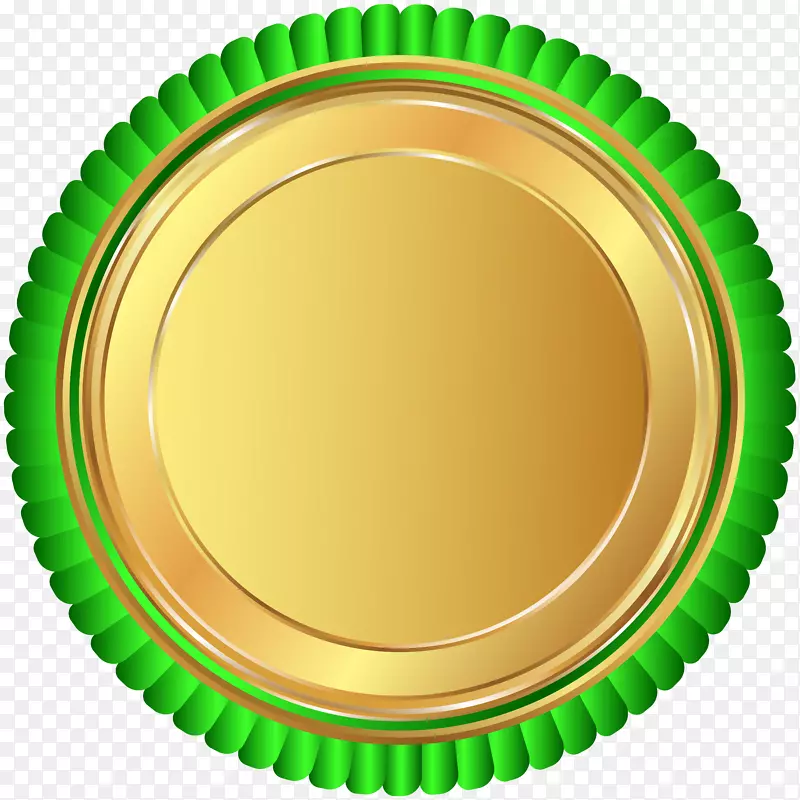 绿色印章纸认证可持续发展组织-金绿色印章徽章PNG剪贴画图像