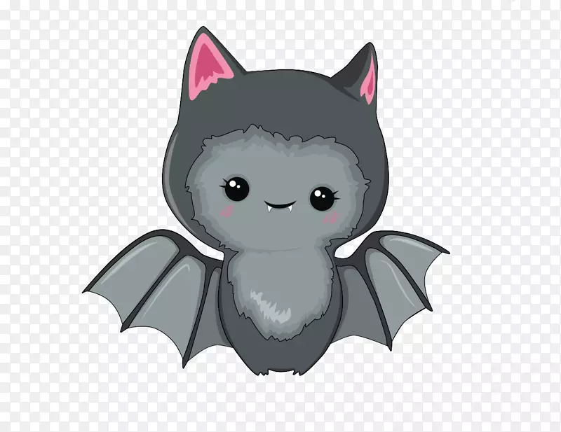 小猫卡通胡须猫卡瓦伊蝙蝠怪物