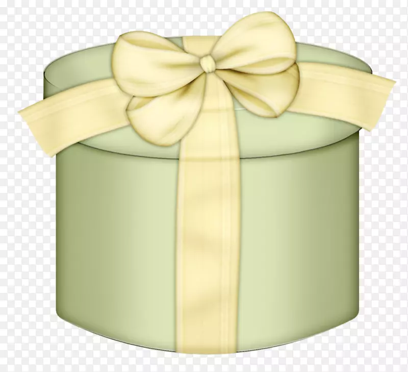 礼品盒，纸制生日夹，艺术-绿色圆形礼品盒，PNG剪贴画