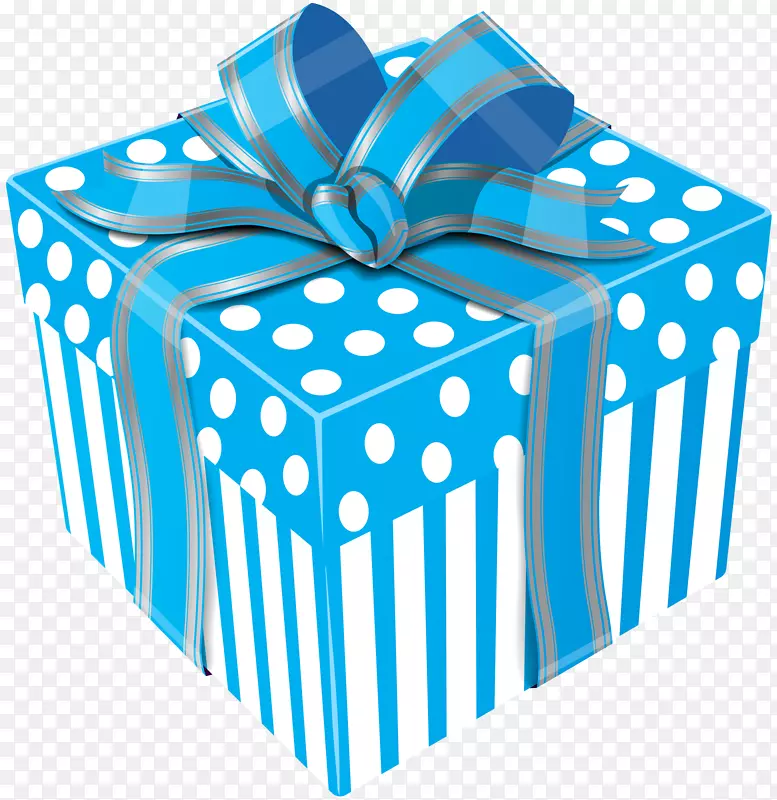 礼品包装盒剪贴画-可爱的蓝色礼品盒透明的PNG剪贴画图片